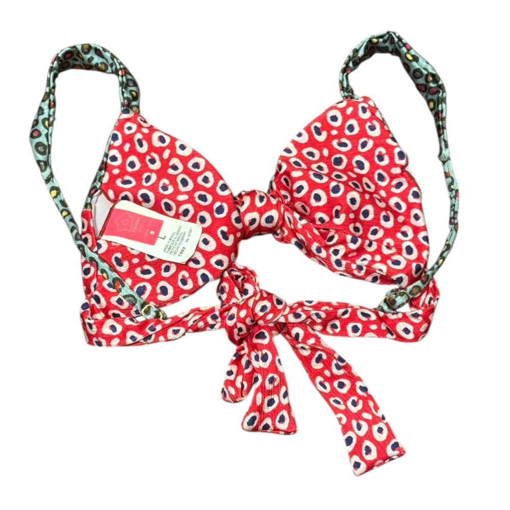 FARM Rio Leopard Patcha Reversible Bikini Top Size Large - Picture 7 of 9